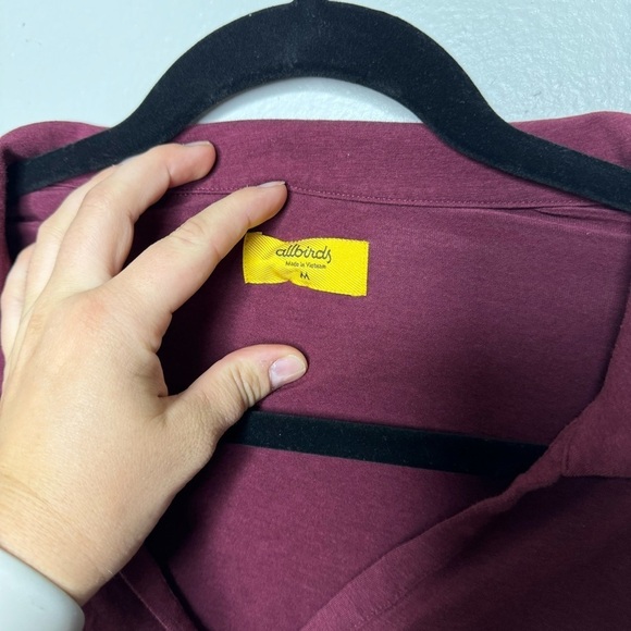 Allbirds Dream Collared V Neck Long Sleeve Tee Shirt in Botanic Red - Picture 4 of 10